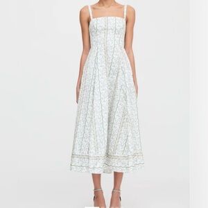 Hill House Margot White Floral Strapless Midi Dress size M